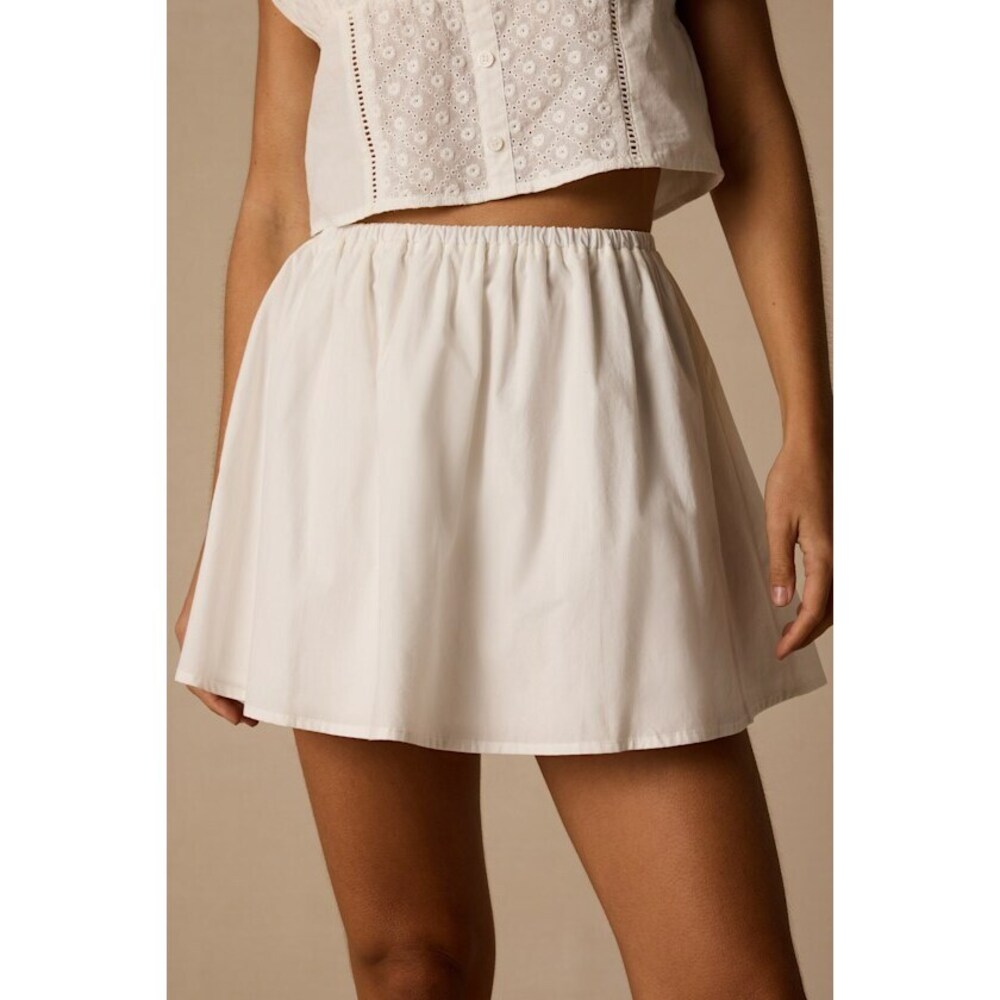 Lulus Sasha Ivory Cotton Skater Mini Skirt White - Size XS